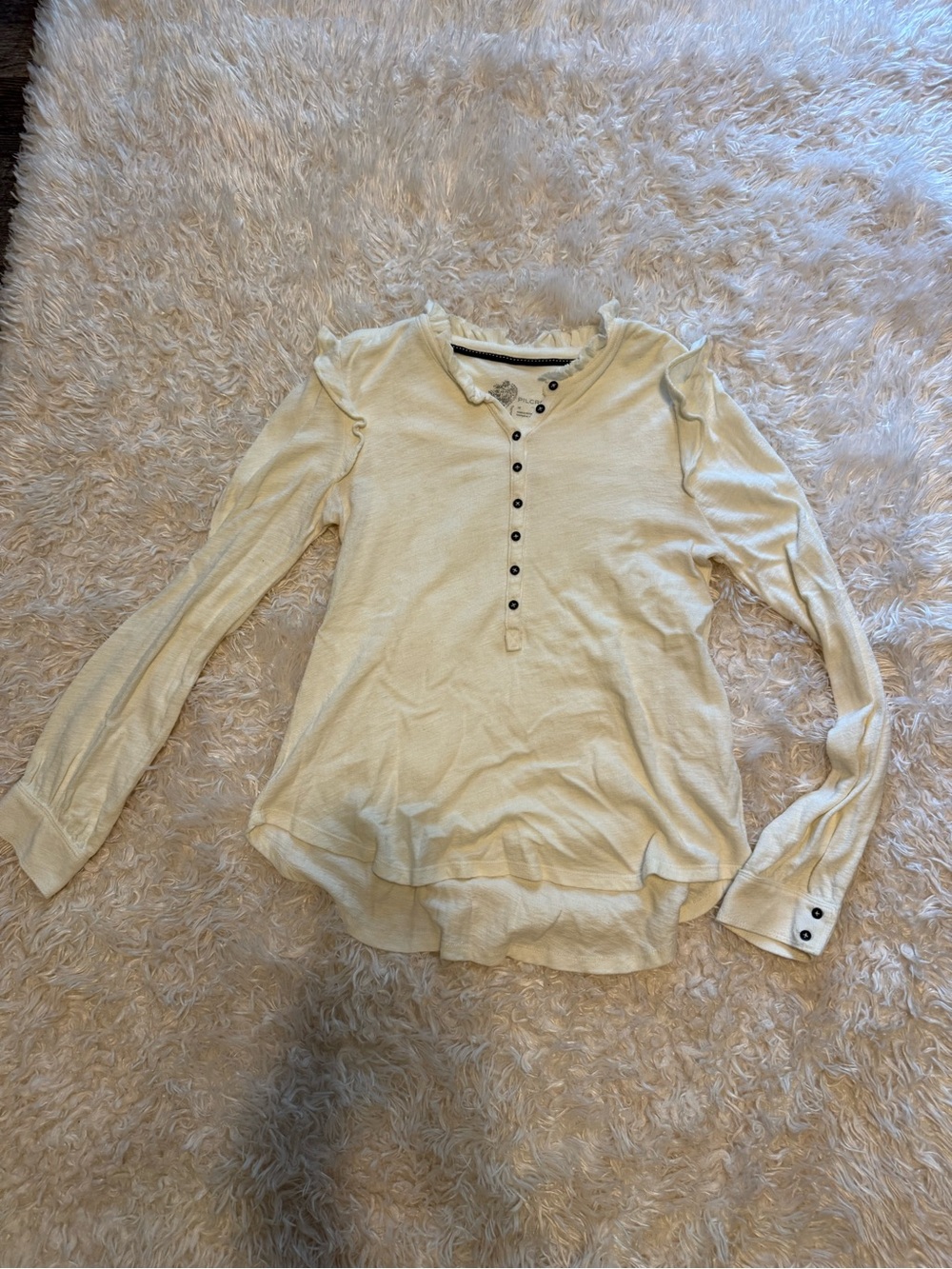 Pilcro ruffle Cream Long-Sleeve Henley Top M